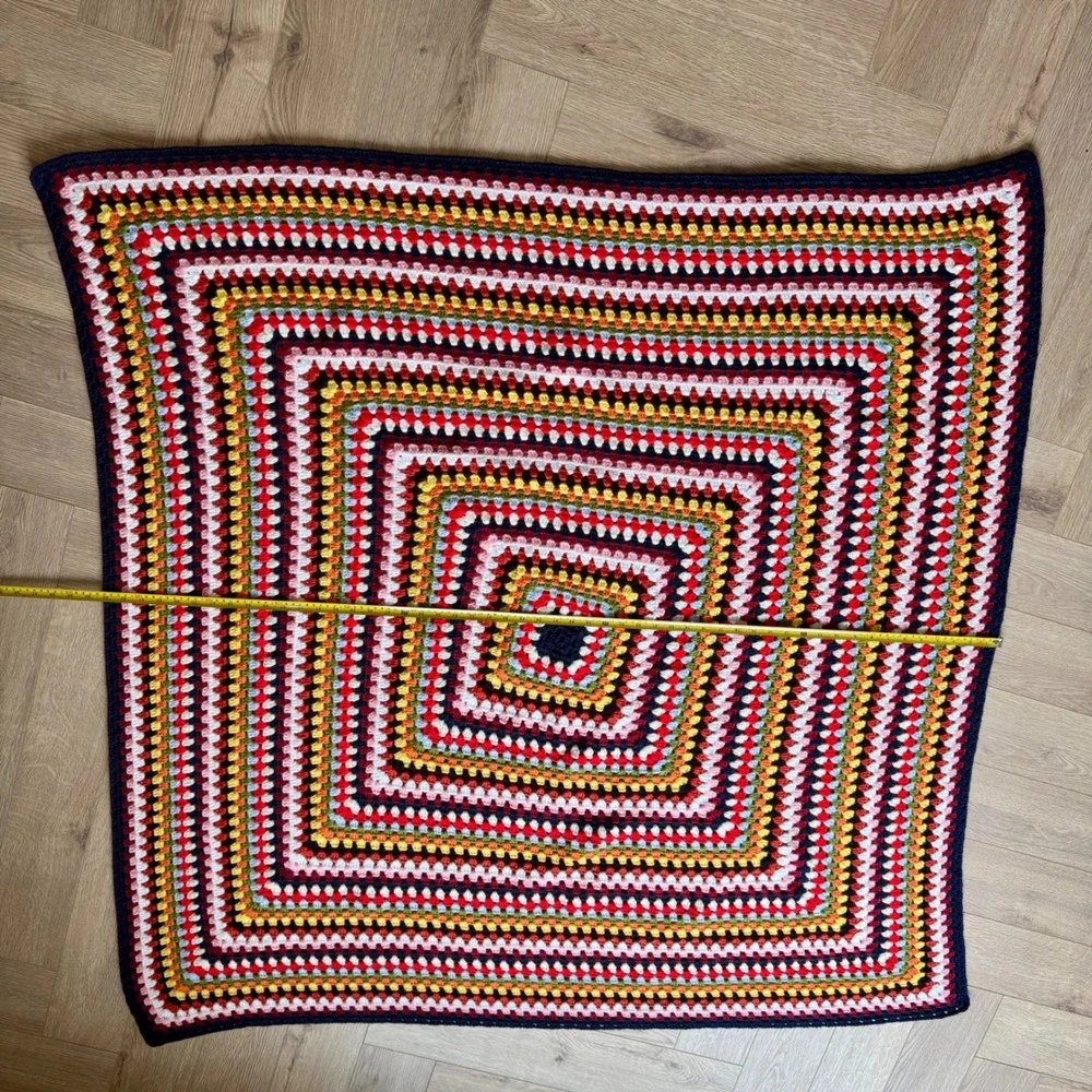 VTG Handmade Crochet Granny‎ Square Afghan Throw Blanket 53
